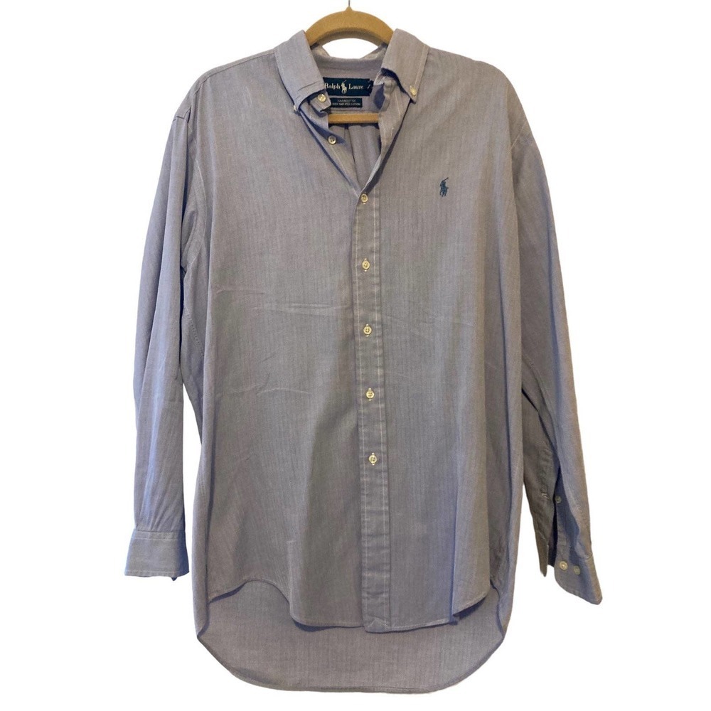 Ralph Lauren Men’s Yarmouth Blue Button Down Dress Shirt - 15 32/33